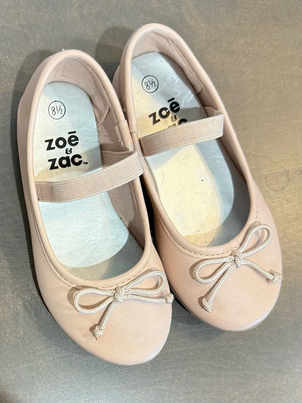 Zoe & Zac Girls Blush Pink Mary Jane Ballet Flats with Bow Size 8.5